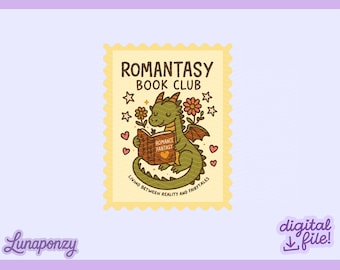 Romantasy Book Club PNG | Romancw Reader Clipart | Whimsical Fantasy Reader Digital Sticker | Dragon Book Lover | Smut PNG | Fictional Trope