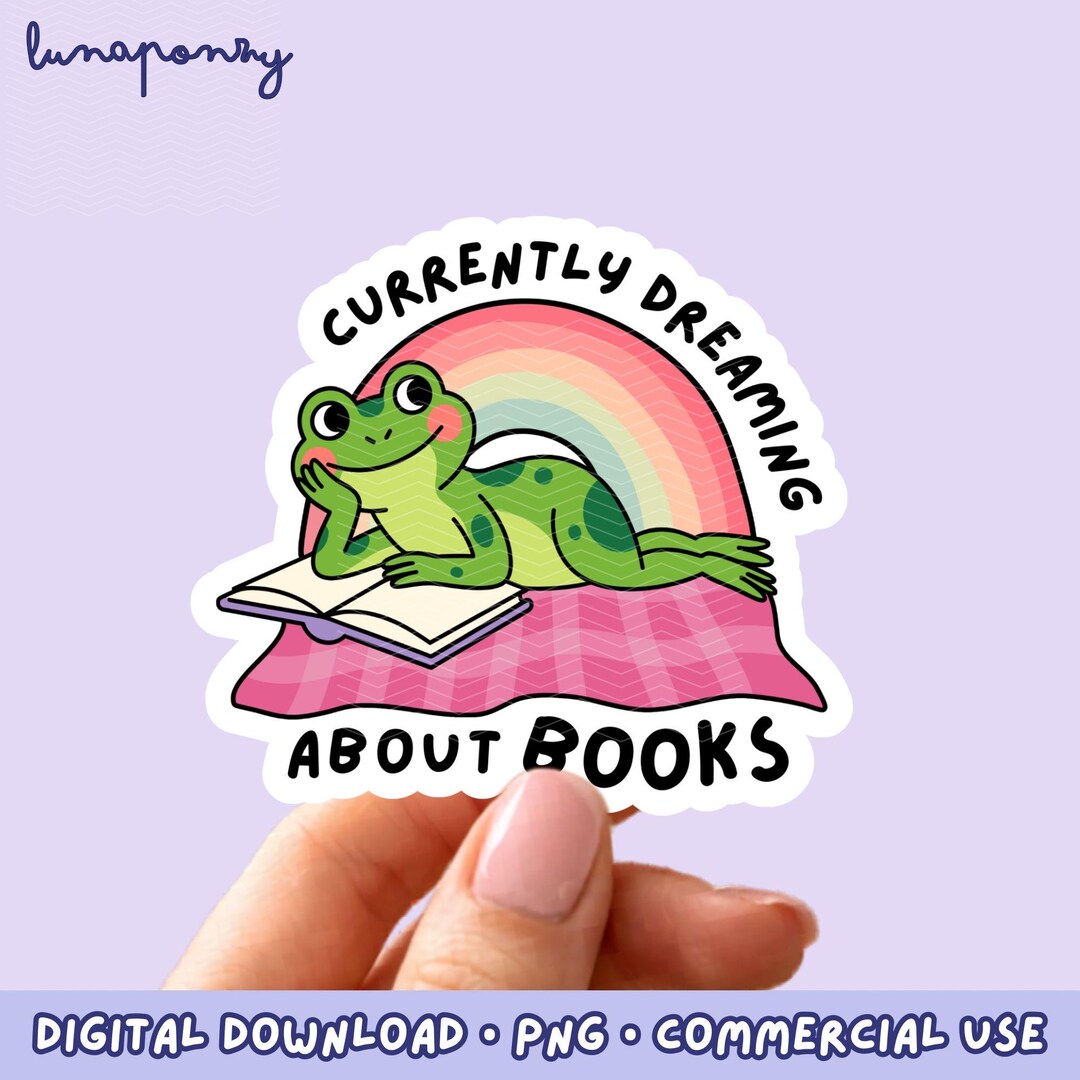 Cute Frog Reading PNG | Book Lover Art for Readers | Cozy Animal ...