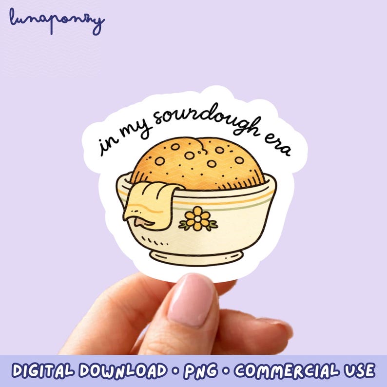 In My Sourdough Era PNG – Sourdough Baker Sublimation Design – Cute Bread Baking Quote Art image 1