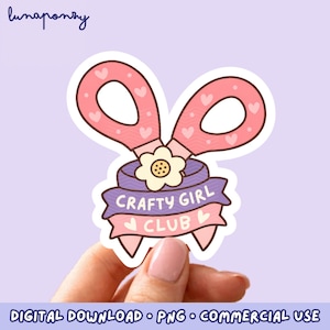 Crafty Girl Club PNG / Arte para amantes de las manualidades / Diseño digital DIY femenino / Uso comercial