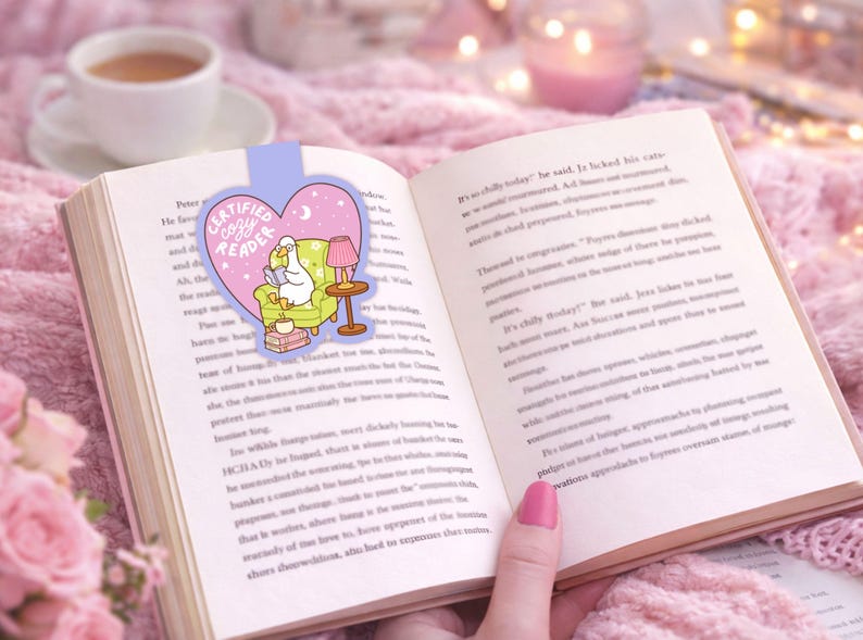 Bookish Printable Magnetic Bookmark PNG | Book Lover Bookmark | Cozy Bookish Gift | Print and Cut Bookmark image 4