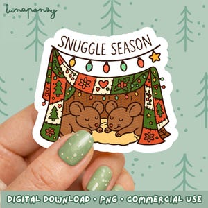 Temporada de mimos / Navidad acogedora PNG / Imágenes prediseñadas de invierno estilo cottagecore / Sublimación de ratones caprichosos / Fuerte de mantas de patchwork / Arte festivo de ratones
