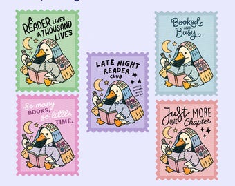 Cozy Reader PNG Bundle – Late Night Reader Clipart – Cottagecore Book Lover Gift - 5 Cute Bookish Designs