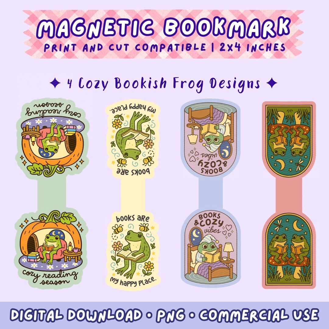 Frog Magnetic Bookmark PNG | Cozy Bookish Frog Bookmark | Reader Gift ...