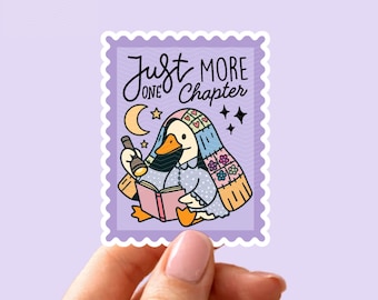 Just One More Chapter PNG | Reading Goose PNG for Book Lovers | Cozy Bookish Art