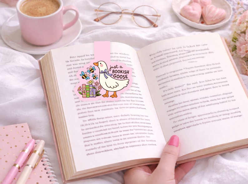 Bookish Printable Magnetic Bookmark PNG | Book Lover Bookmark | Cozy Bookish Gift | Print and Cut Bookmark image 5