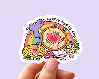 Crafty Kind of Girl PNG | Cute Sewing & Craft Illustration | Handmade Lover Digital Download