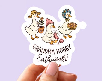 Grandma Hobby PNG | Cozy Goose Knitting Baking Gardening | Cottagecore Digital Download