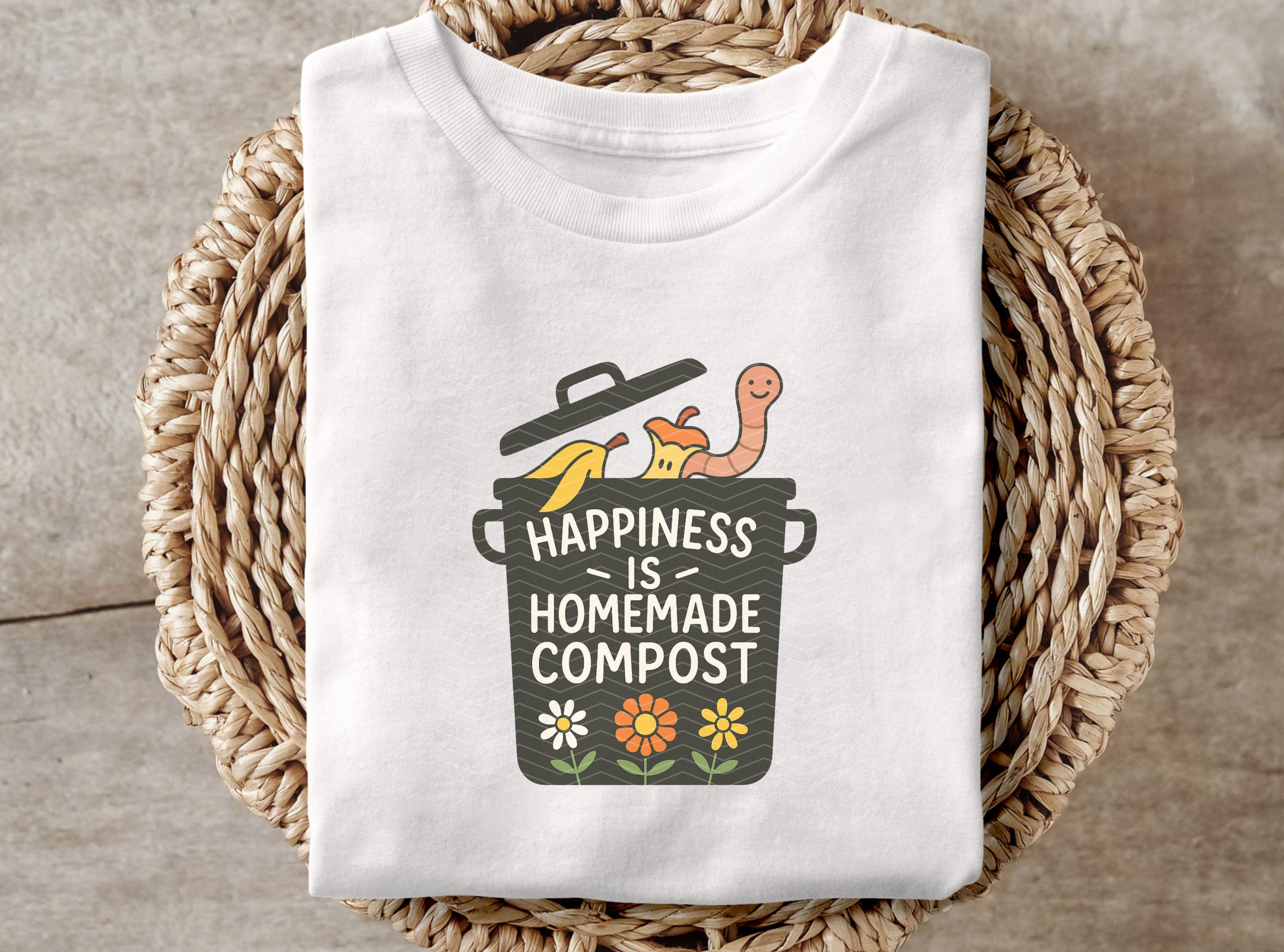Happiness is Homemade Compost PNG | Cute Compost Bin Illustration ...