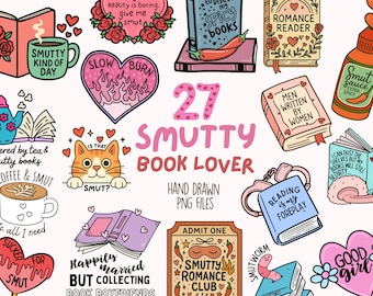Lot de PNG pour les amoureux des livres Smutty pour mugs et autocollants | Clipart lecteur romantique | Fichiers de sublimation livresques épicés | Téléchargement numérique