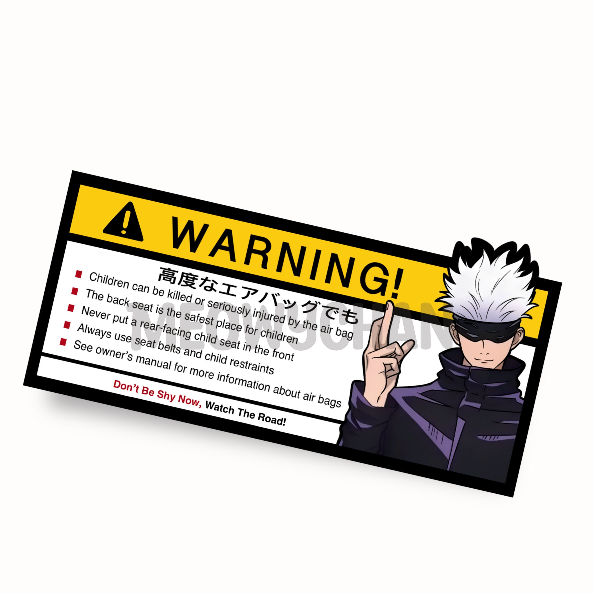 Anime Warning Sticker, Sorcery Anime, Airbag Warning Sticker