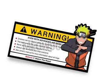 Funny Anime Car Sticker – 'Car Warning' Mechanic Decal – Glossy White Vinyl (Size 5") - View #3