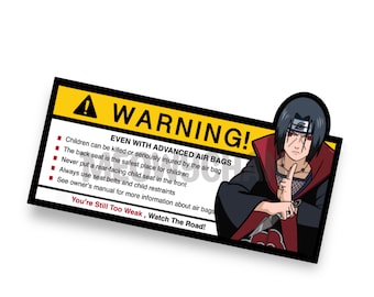 Anime Warning Sticker,anime, Airbag Warning sticker, Visor anime sticker, Anime Car Sticker