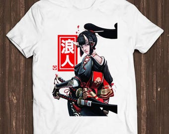 Japanese Ninja Geisha Samurai Girl Manga Meme Joke Funny Retro Mens Womens Unisex Cartoon Anime Top Gift Tee T Shirt C1198