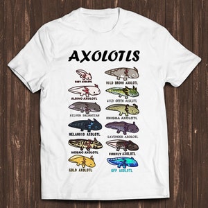 Axolotl Types Names List Classic Retro Film Gamer Cult Meme Movie Music Cool Gift Tee T Shirt C7256