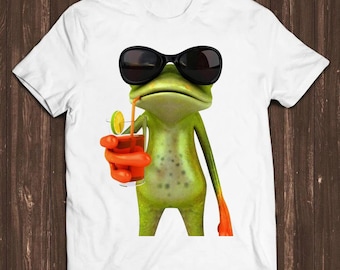 Frog Funny Cocktail Art Animal Meme Gift Funny Tee  Style Unisex Gamer Cult Movie Music T Shirt C516
