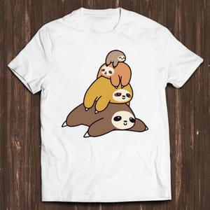 Faultier Stapel Pullover Meme Lustiger Stil Kultfilm Musik Geschenk T-Shirt C647