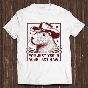 Western Capybara Retro Cowboy Animal Funny Gift Tee T Shirt C1755