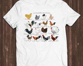 Chicken Breed Chart Weird Meme Funny Unusual  Style Cult Movie Music Gift Tee T Shirt 8125