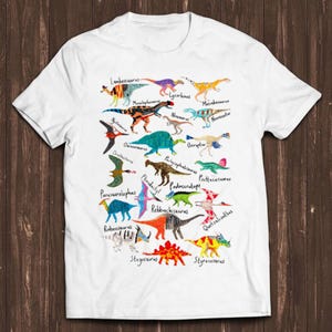 Dinosaurs T Shirt Names And Pictures Kids Gift Novelty Cool Tee C80