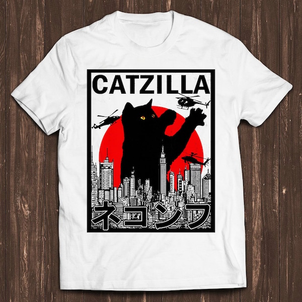 Camiseta Catzilla King of Pawster Paws, gato, gatito, amante de las mascotas, meme, regalo divertido, estilo unisex, gamer, película de culto, música, C3522