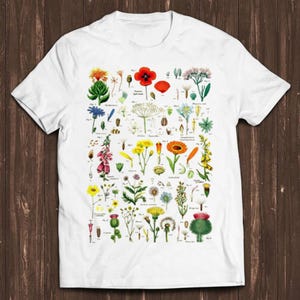 Flowers Variations British Wildflowers Retro Cool Top Tee T Shirt C509