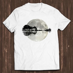 Guitar Tree Moon Birds Nature Funny Meme Gift Tee Gamer Cult Movie Music T Shirt C707