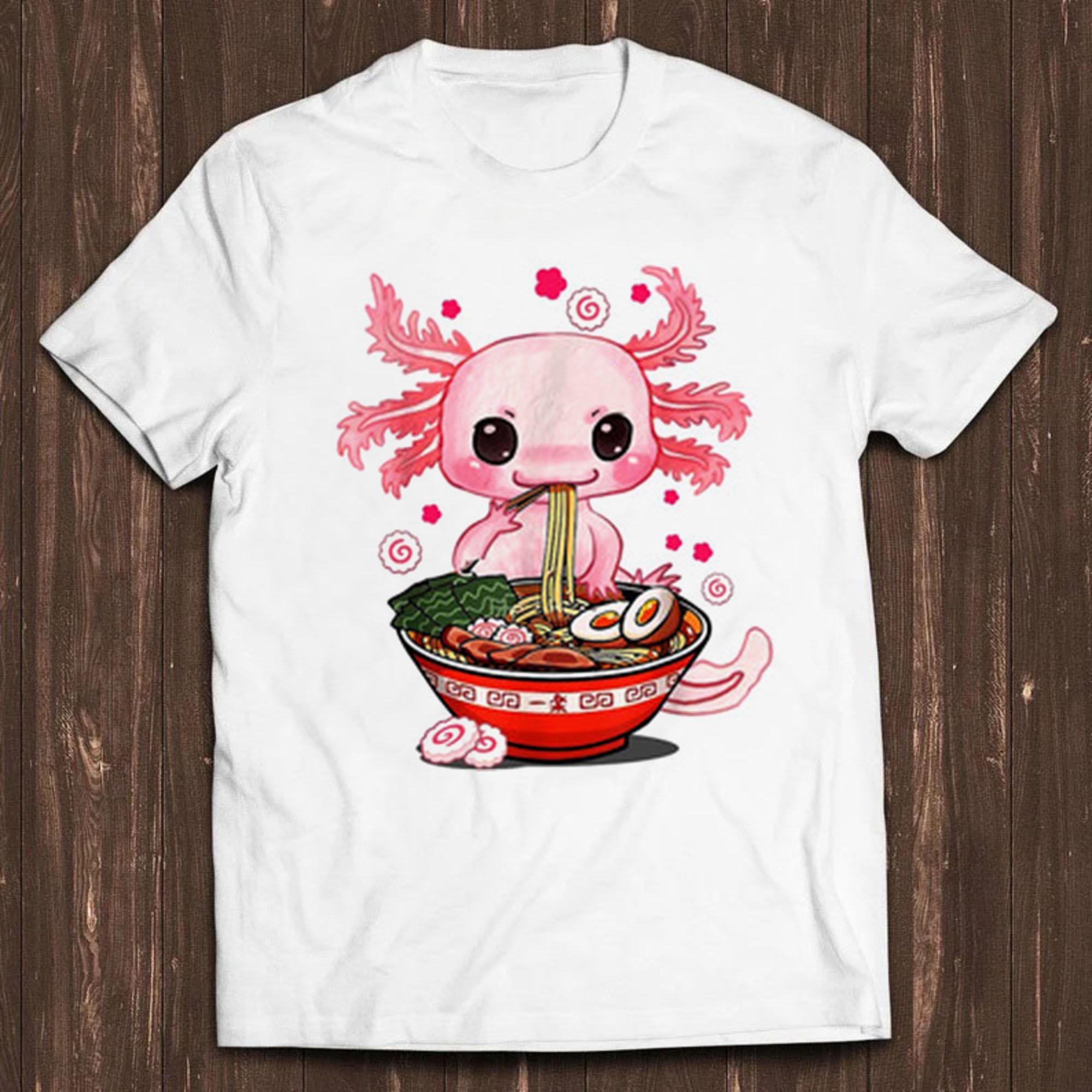 Kawaii Axolotl Ramen Noodle Japanese Joke Manga Music Retro Funny Art Drawing Gamer Anime Cult Meme Movie Gift Top Tee T Shirt C1145