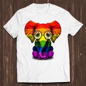 Baby Elephant Glasses Gay Pride Rainbow Pride Soho Lgbt Soho Retro Gamer Cult Meme Movie Music Cool Gift Tee T Shirt C2756