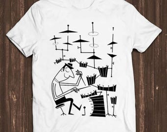 Play That Beat Drummer Drums Classic Jazz Rock Cool Gift Tee T Shirt C526
