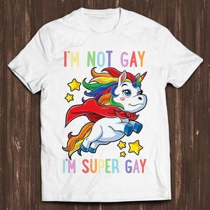Unicorn Super Gay Pride LGBT LGBTQ Ally Rainbow Flag Meme Gift Funny Tee Style Unisex Gamer Cult Movie Music T Shirt C955