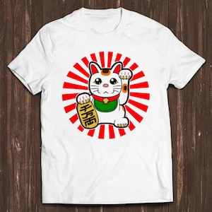 Maneki-Neko T Shirt Japanese Lucky Cat Chinese Cool Gift Tee C253