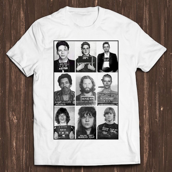 Celebrities Mugshot Rock Stars Music Gift Funny Tee Style Unisex Gamer Cult  Movie Music T Shirt C506