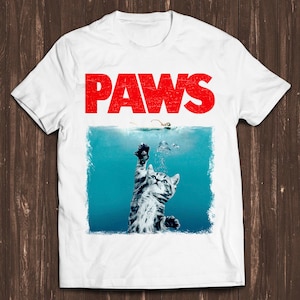 Poten Kaken Kat Fun Pet Lover Kitten Kitty Katze Weiße Hai Retro Gamer Cult Meme Film Muziek Cool Gift Tee T-shirt C930