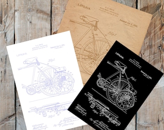 Vintage 1914 Bicycle pattent blueprint,Motor Wheel Bicycle Patent Print,Set of 9 Instant Download for Classic Bicycle Enthusiasts