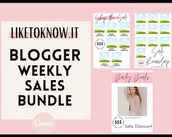 60 Blogger Liketoknow.it WEEKLY SALES Gift Guides Canva Templates Instagram, Pinterest Influencer Customizable Affiliate Blog LTK Templates