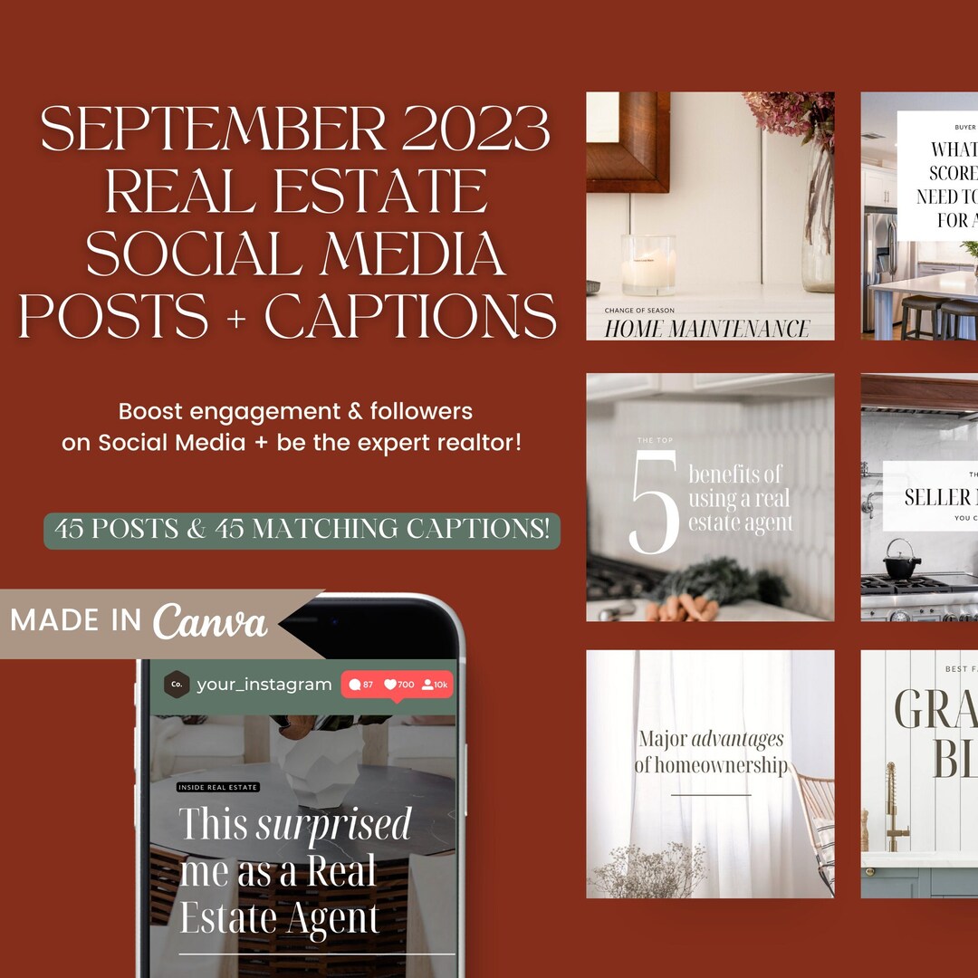 September Real Estate Social Media Posts With Captions | Fall Themed ...