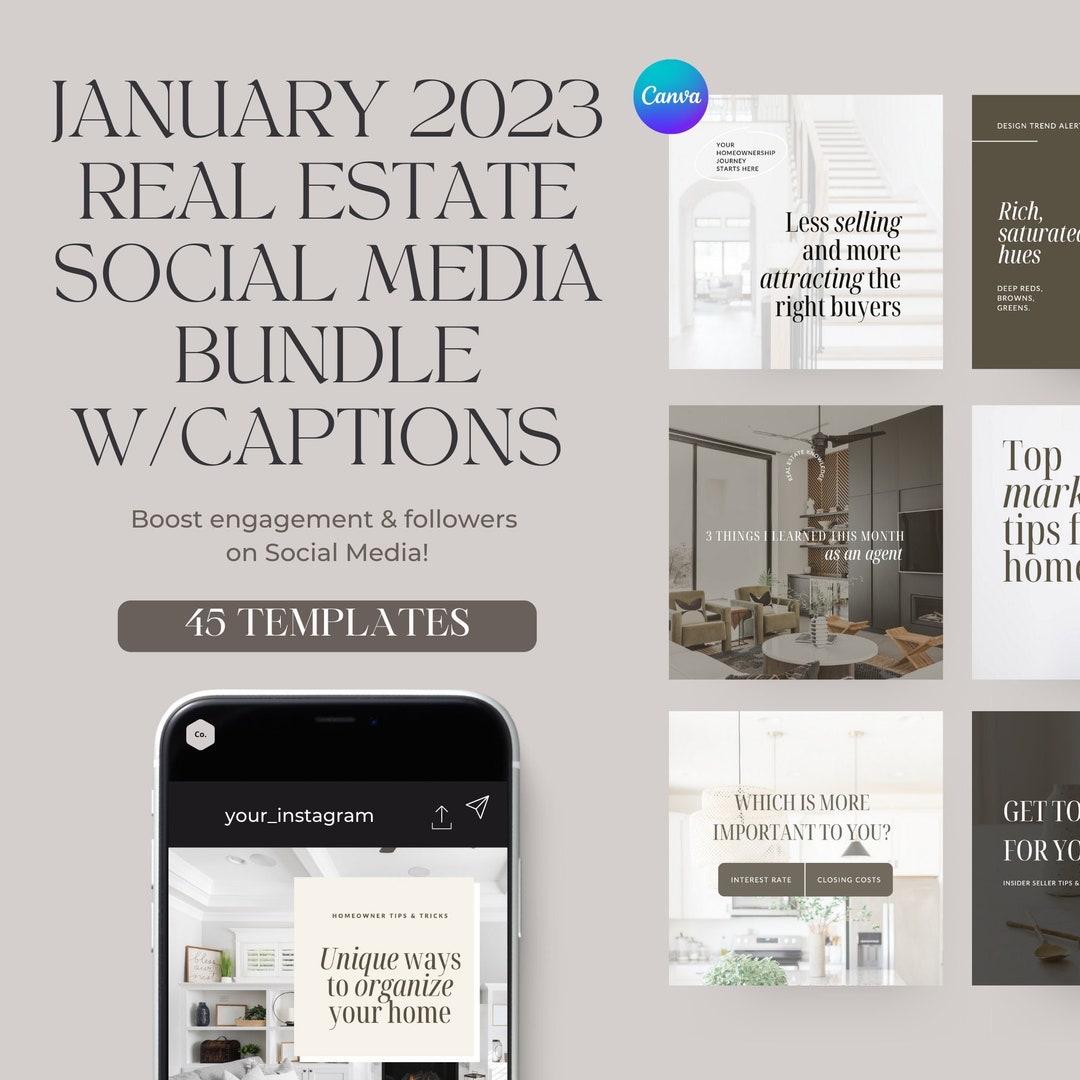 January 2023 Real Estate Marketing Templates With Matching Captions ...