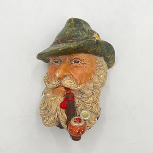 Vintage Tyrolean Bossons Chalkware Head Character Wall Plaque, 1972 Tyrolean Bossons Chalkware Collectable Head Wall Figurine