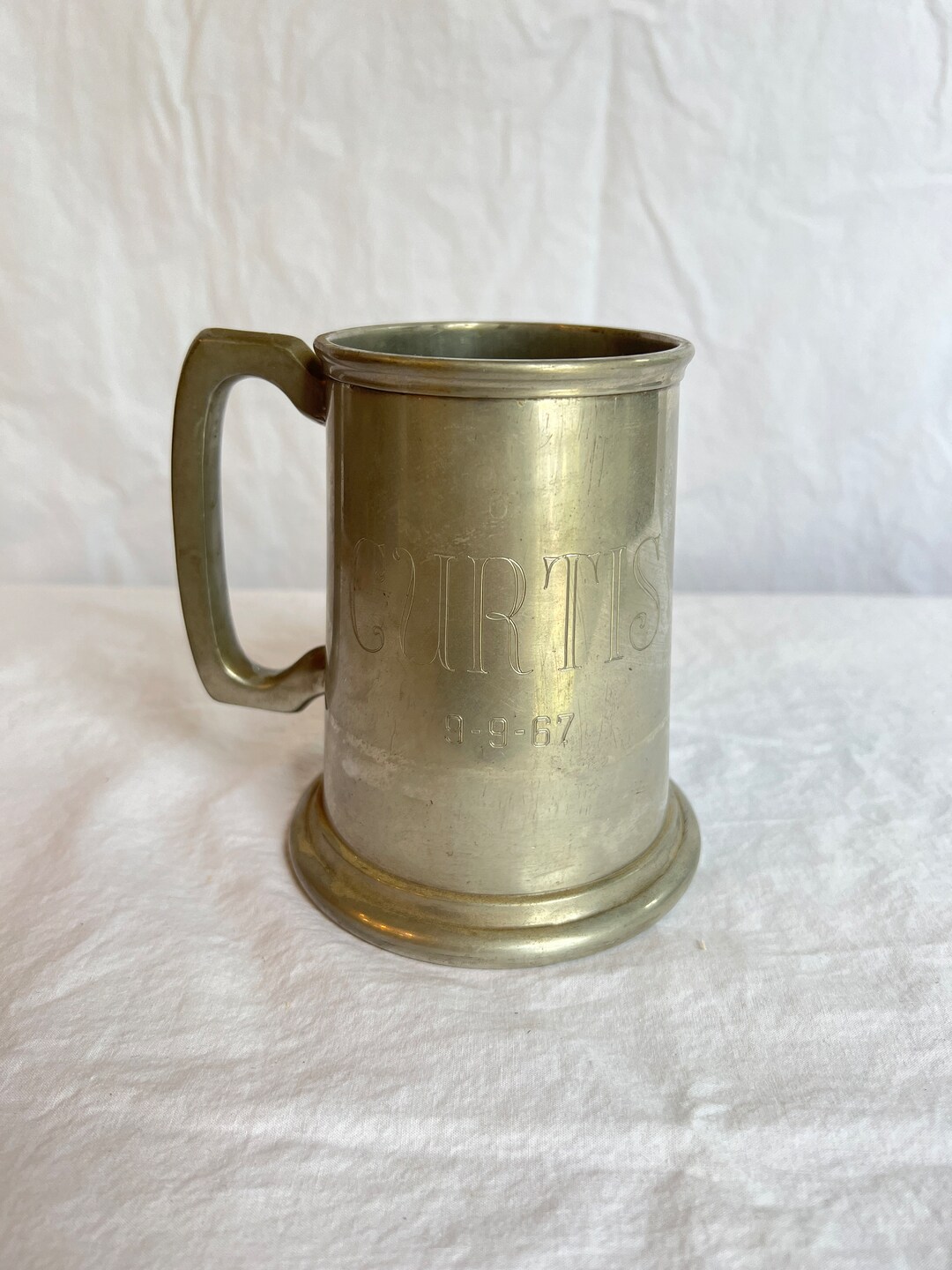 Vintage Sheffield England Pewter Glass Bottom Stein, Sheffield England