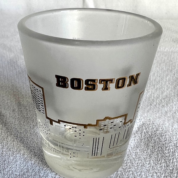 Mid Century shot glass, Boston Shot Glass, Vintage Shot Glass, Boston Souvenir Shot Glass, MCM Boston Shot Glass, Mid Century Shot Glass