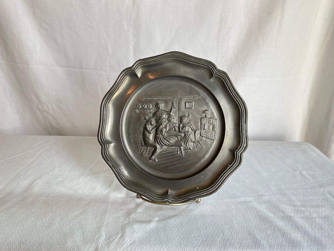 Antique French Pewter Plate Rare Pewter Wall Plate French Etsy