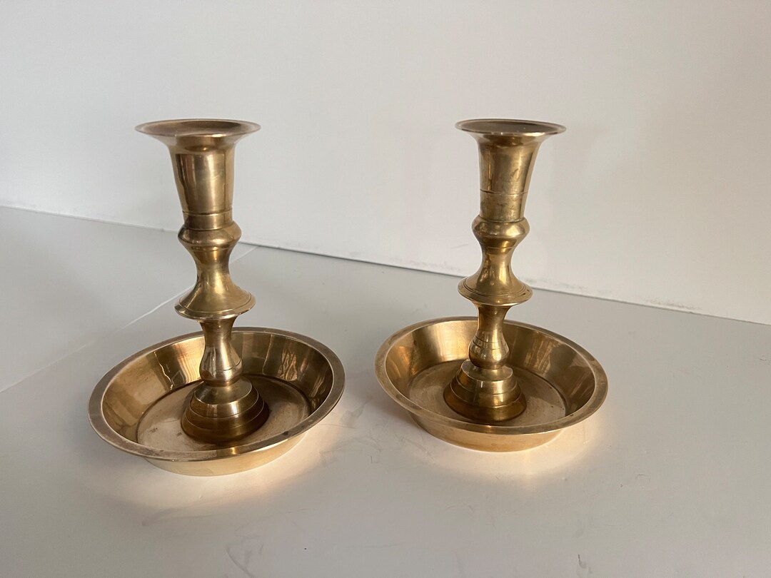 Vintage Brass Chamber Candlestick Pair Vintage Brass Chamber Etsy