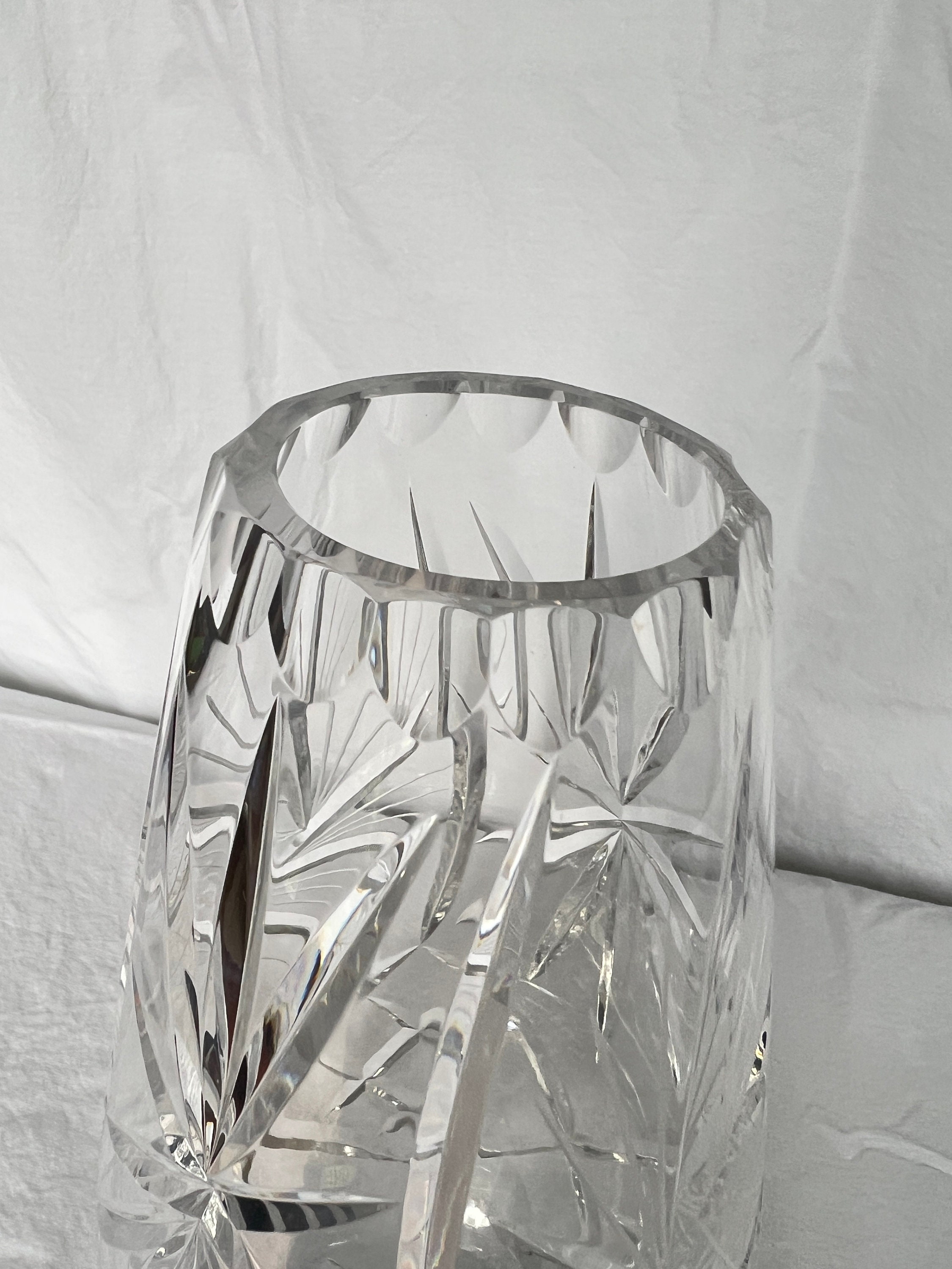 Vintage Hand Cut Crystal Vase, Bavarian German Lead Crystal Vase, Hand
