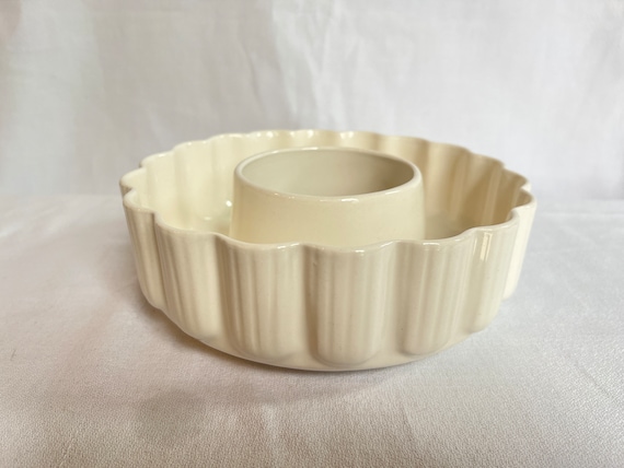 Ironstone Bundt Cake Pan Vintage White Ceramic Baking Dish 