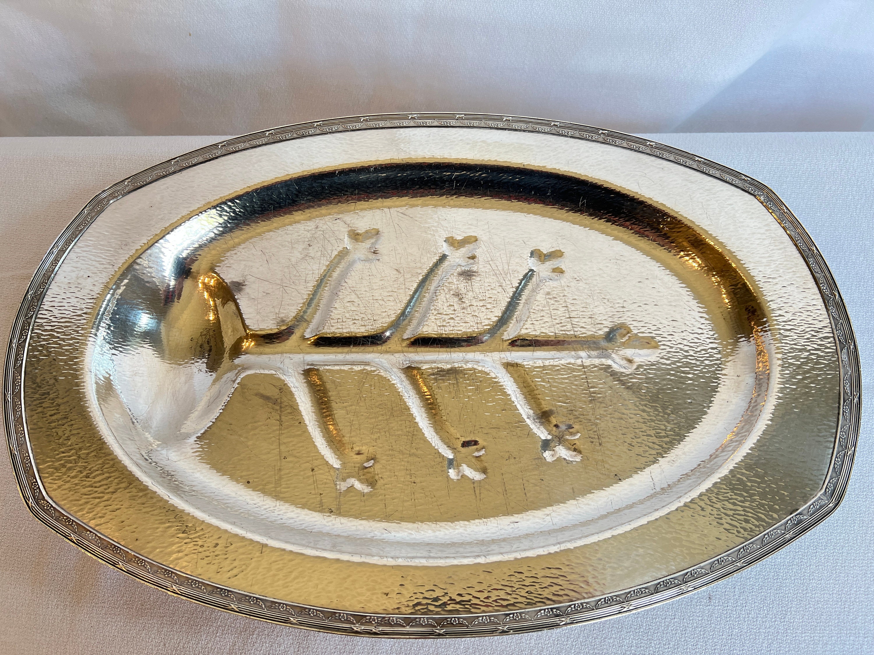 Vintage Silver Plate W.M. Mounts Meat Platter, Human Nickel Silver