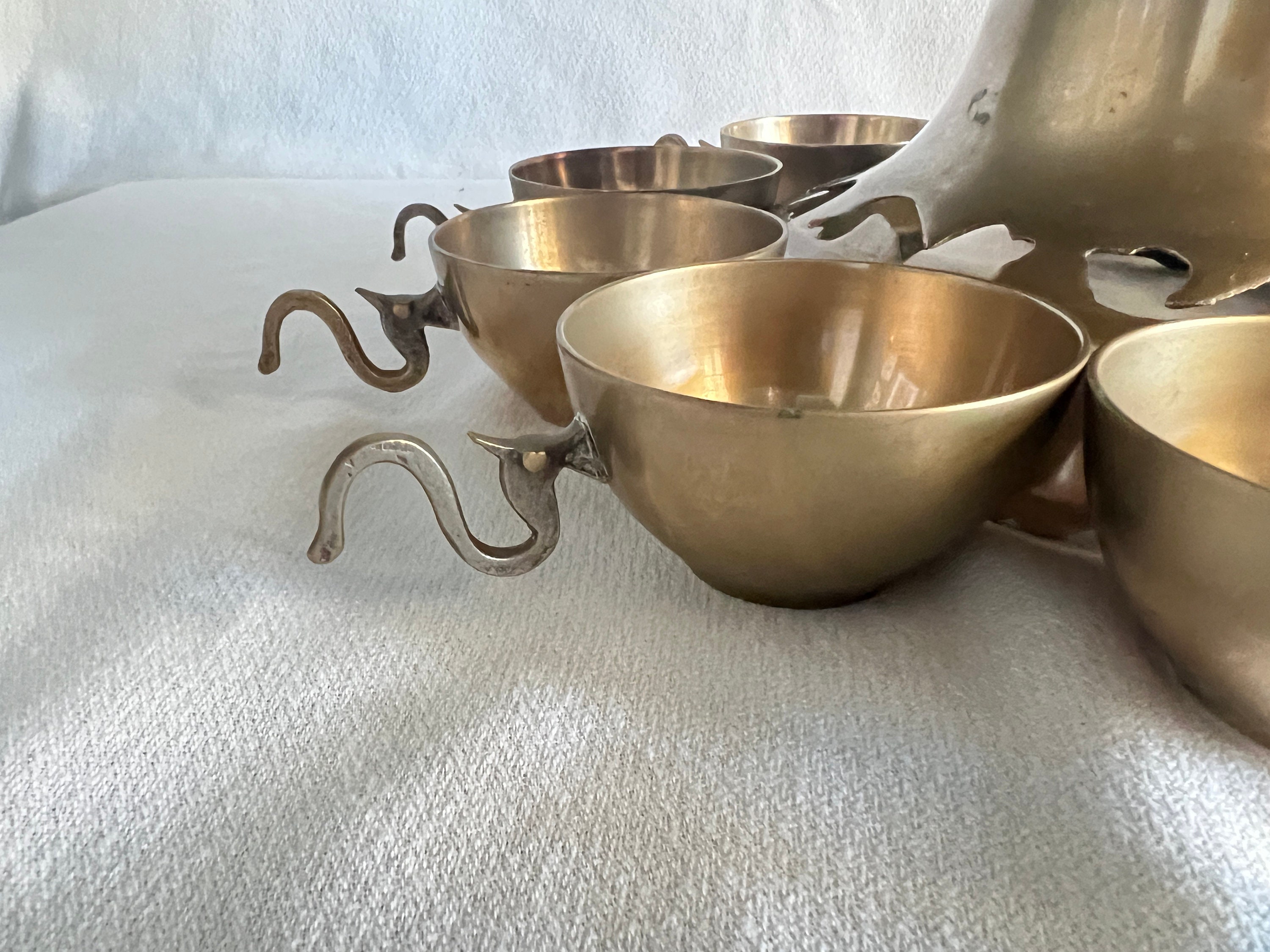 Vintage Korean Brass Punch Bowl Set 10 Cups and 1 Ladle Etsy