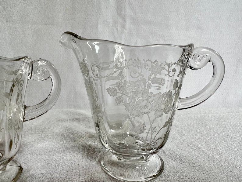 Vintage Cambridge Depression Glass Cream and Sugar Set, Depression