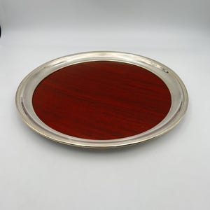 Vintage Mid Century FB Rogers Silver Formica Round Serving Platter Tray, MCM Rogers Silver Formica 16&quot; Round Butlers Bar Tray