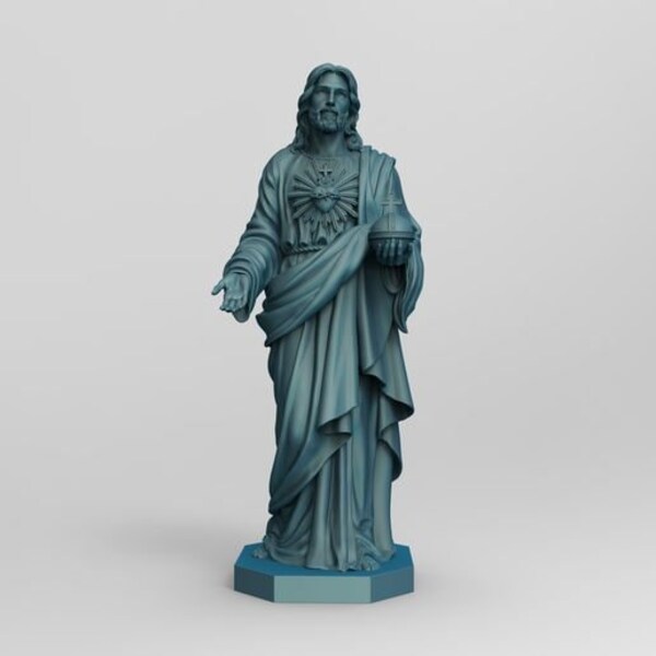 Jesus with Sacred Heart 3D Model Print File, Jesus Christ Figure stl, Jesus Christ Statue stl, Jesus Christ Miniature stl, Sacred Heart stl